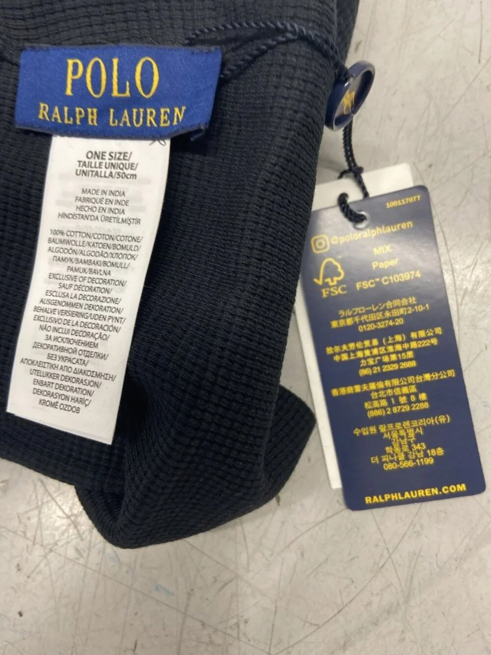 Polo Ralph Lauren Mens Thermal Cuffed Beanie One Size Black Embroidered Logo